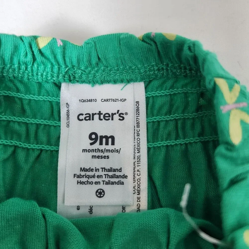 Carter's Baby Girls 3 Piece Diaper Cover Set Green With Butterfly Print 9M NWT